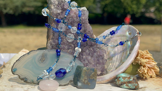 Blue and Clear crystal Necklace