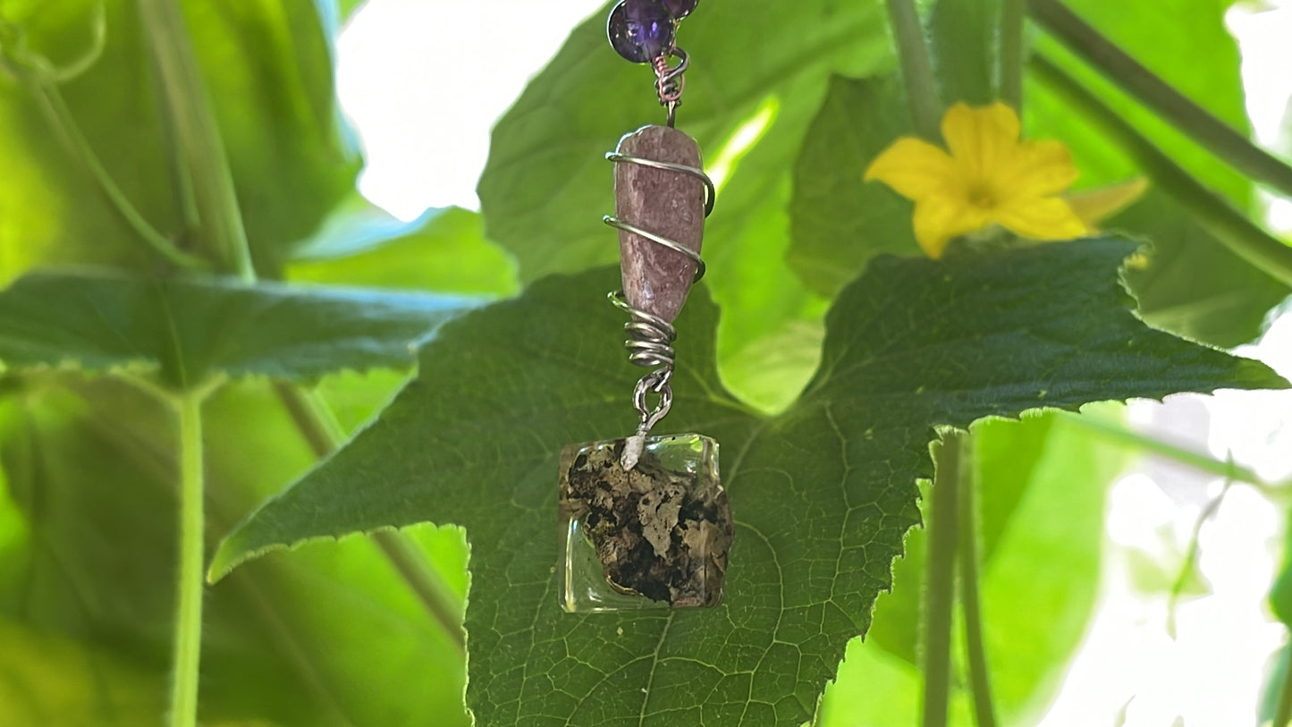 Strawberry Lichen Necklace