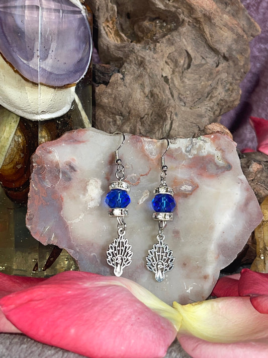 Blue Peacock Earrings